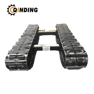 QDRT-10T 10 Ton Rubber Track Crawler Base Undercarriage for Crawler Excavator, Harvesting, Materialhandling 3551mm x 670mm x 450mm